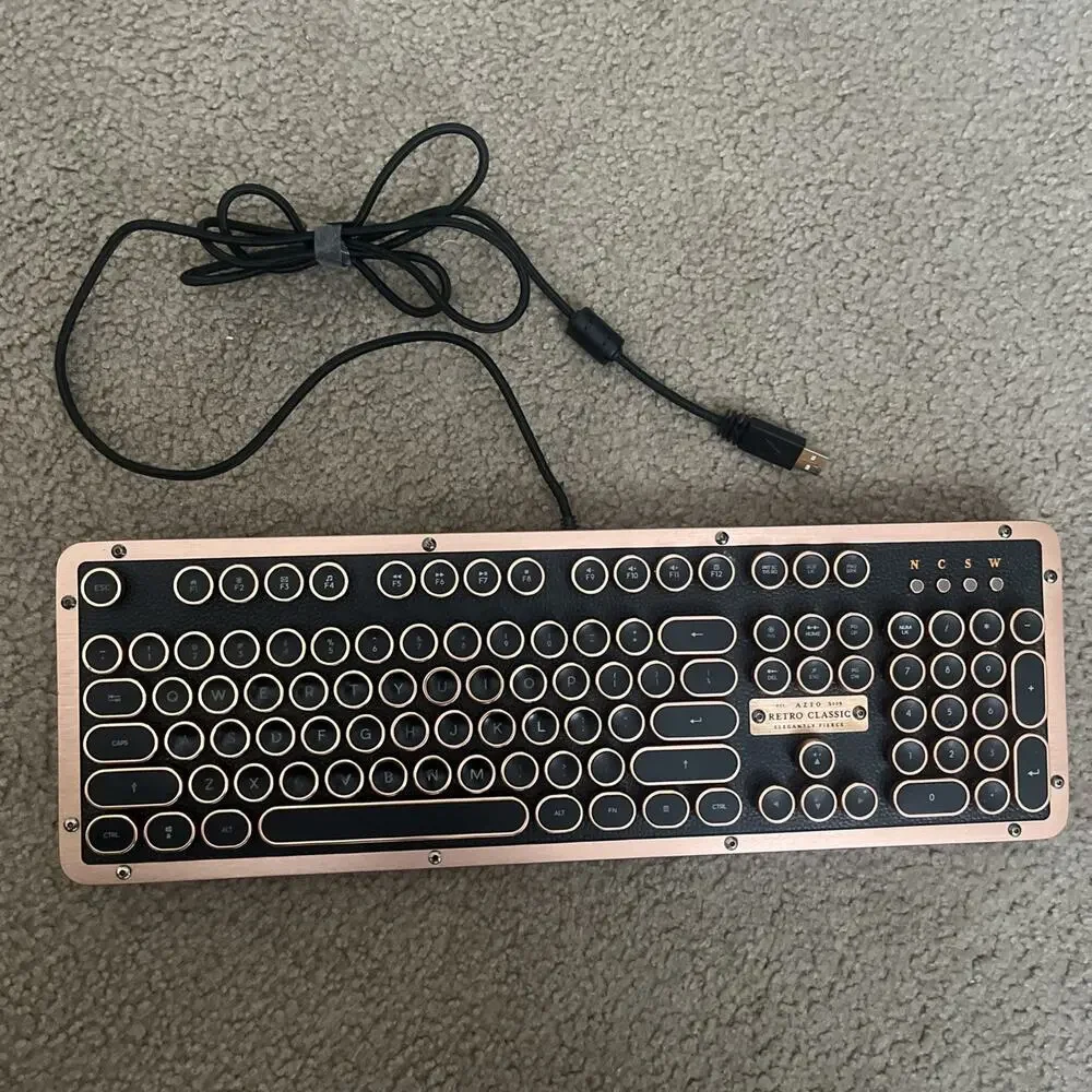 AZIO Retro Classic Mechanical Wireless QWERTY Keyboard Black Bronze